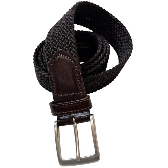 Lands’ End Men’s Chocolate Brown Woven Braid Elastic Belt Size Large 36-38 - Picture 4 of 10